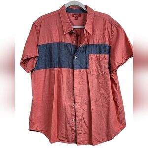 Vintage Arizona Men's XXL Chambray Short Sleeve Camp Casual Button Down Shirt